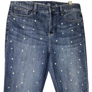 St. John's Bay Pearl‎ Embellished Straight Leg Jeans Women Size 10 Mid Rise